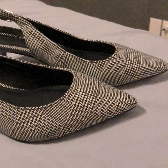 LONDON REBEL | Slingback Kitten Heel Glen Plaid Heels - Picture 1 of 6
